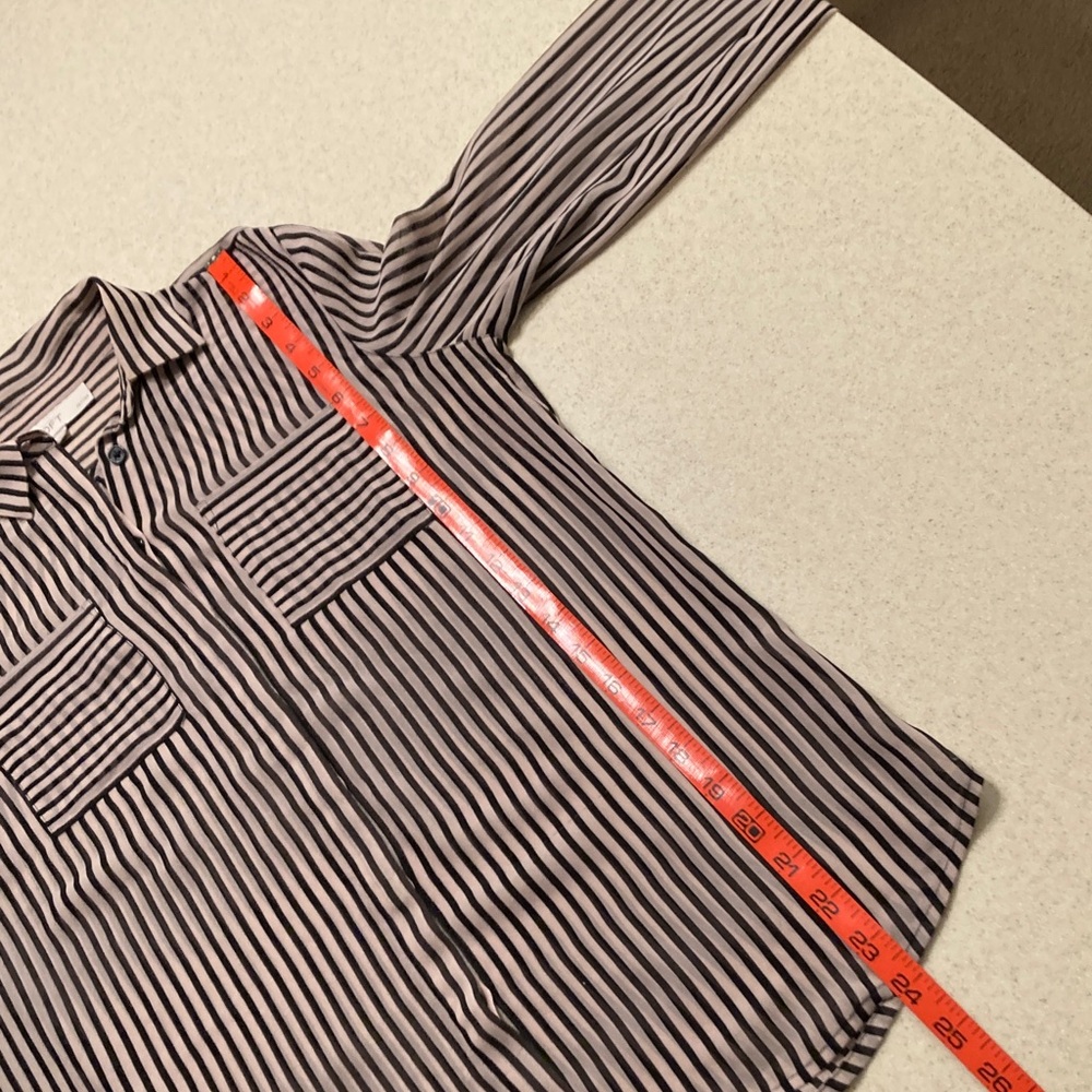LOFT Petites Sheer Striped Button-Up Blouse Women Size SP - Picture 10 of 12